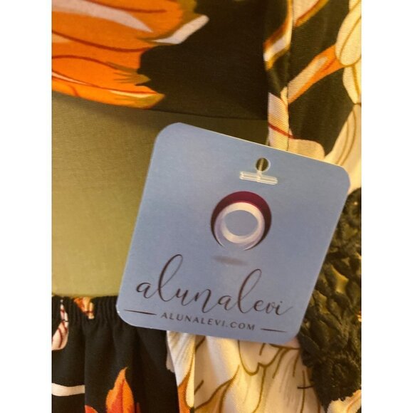 Alunalevi Women's Maxi Dress Black FloraL Halter Top Size Med NWT - Picture 10 of 12